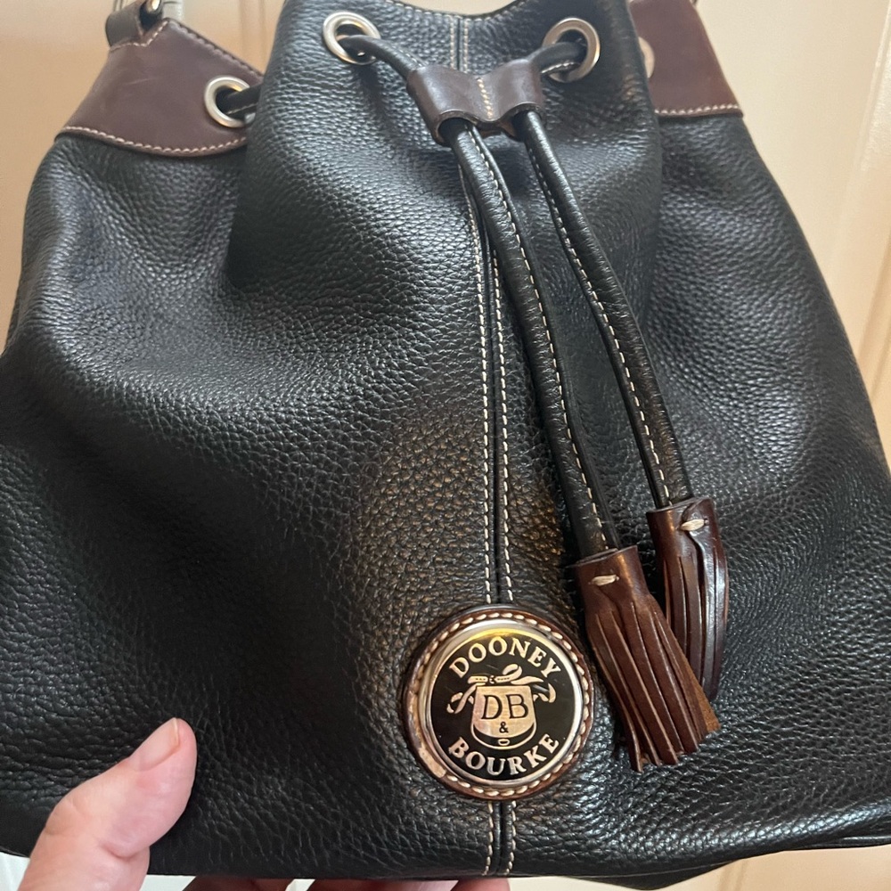 Large Barely Used Dooney Drawstring Bucket Bag - image 2